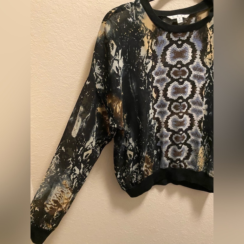CAbi Python Print Chiffon Sweatshirt - Picture 5 of 7